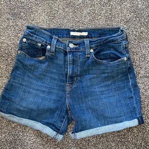Levi high rise mid length shorts